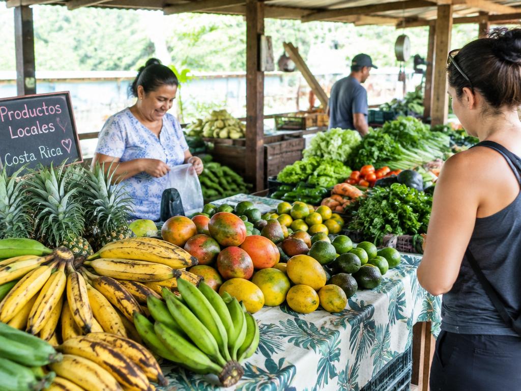 Fresh tropical fruit and vegetables at a produce stall